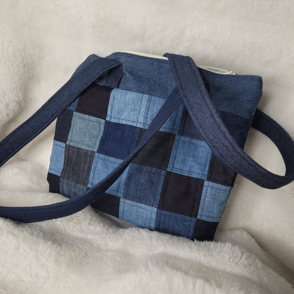 Handmade Unique Denim Patchwork Purse Custom Design One Of A Kind Statement